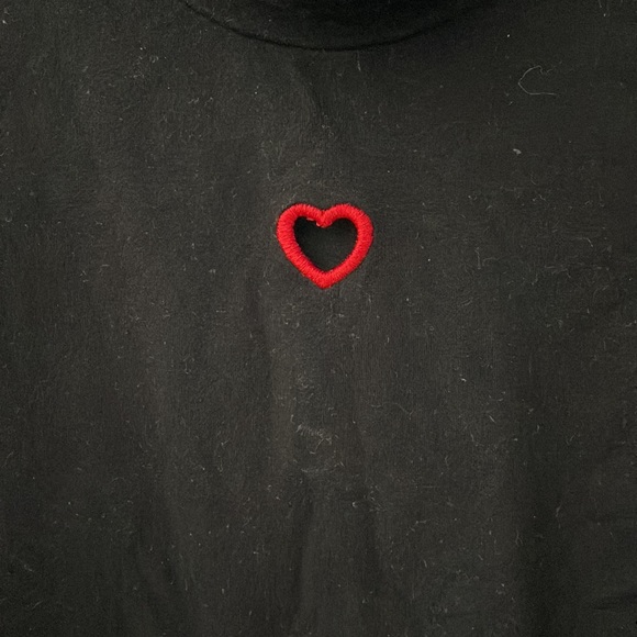3 for $20 - Forever 21 Black Mock Neck Long Sleeve Top with Red Heart De… - Picture 3 of 5